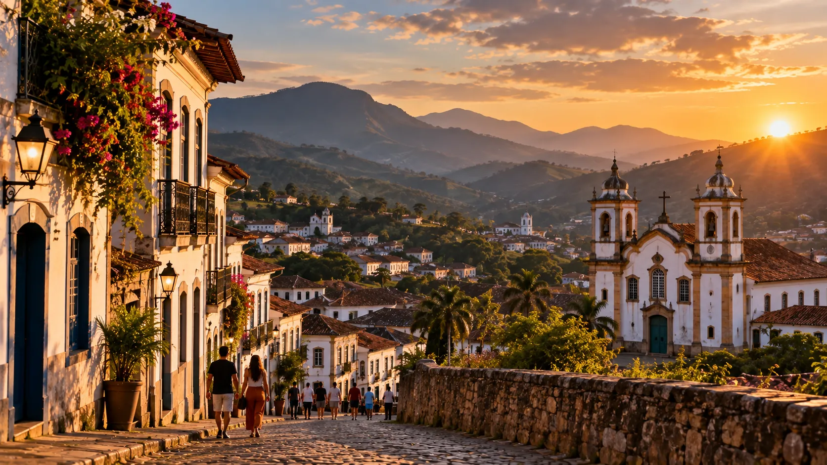 Paisagem urbana e arquitetura histórica representando o estado de Minas Gerais